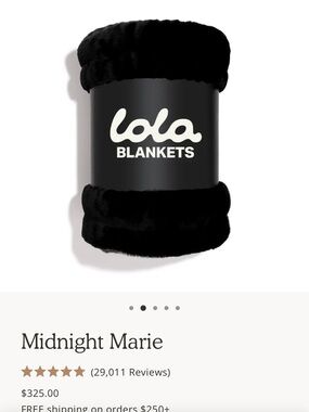 Lola Blankets Midnight Marie Plush Throw - Black